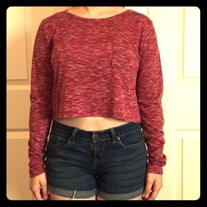 Burgundy crop top with pocket